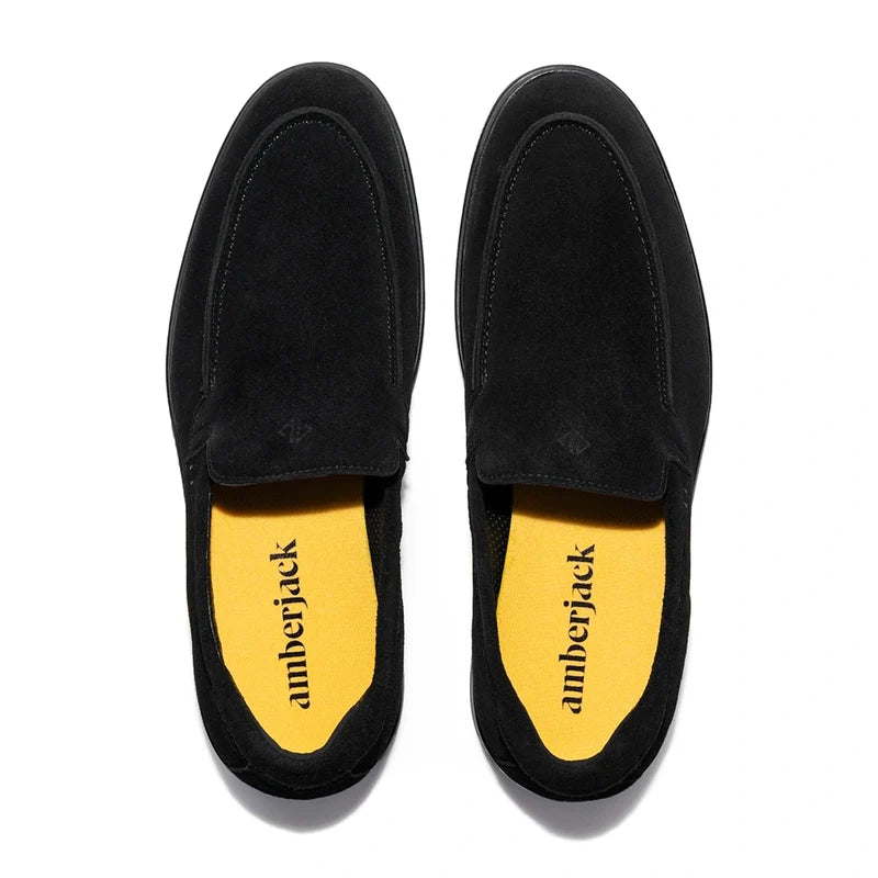 The Loafer by Amberjack in Midnight Black Suede - Top Down View