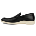 The Loafer by Amberjack in Obsidian & Cream Black Leather - Medial View