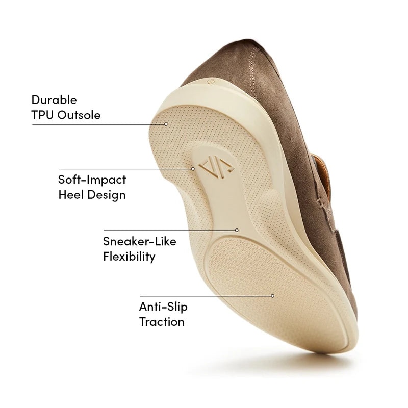 The Loafer by Amberjack in Slate Grey Suede - Labeled Outsole