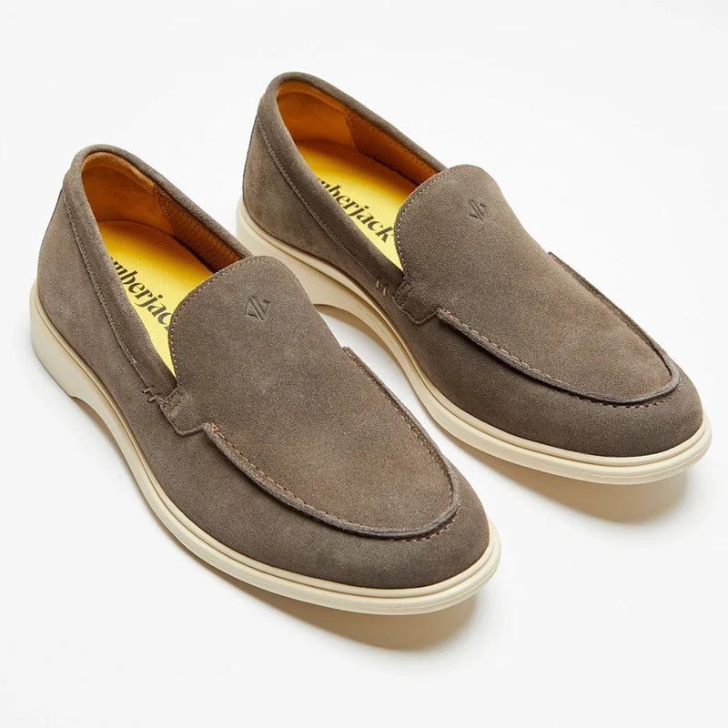 The Loafer by Amberjack in Slate Grey Suede - Three Quarter Angle