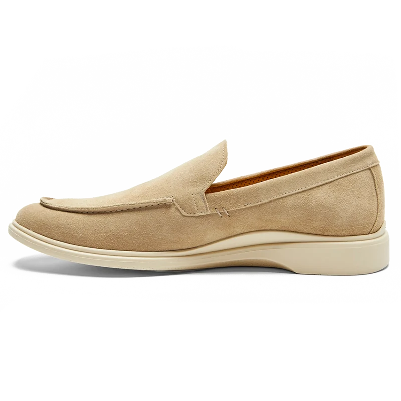 The Loafer by Amberjack in Tundra Light Brown Suede - Medial View