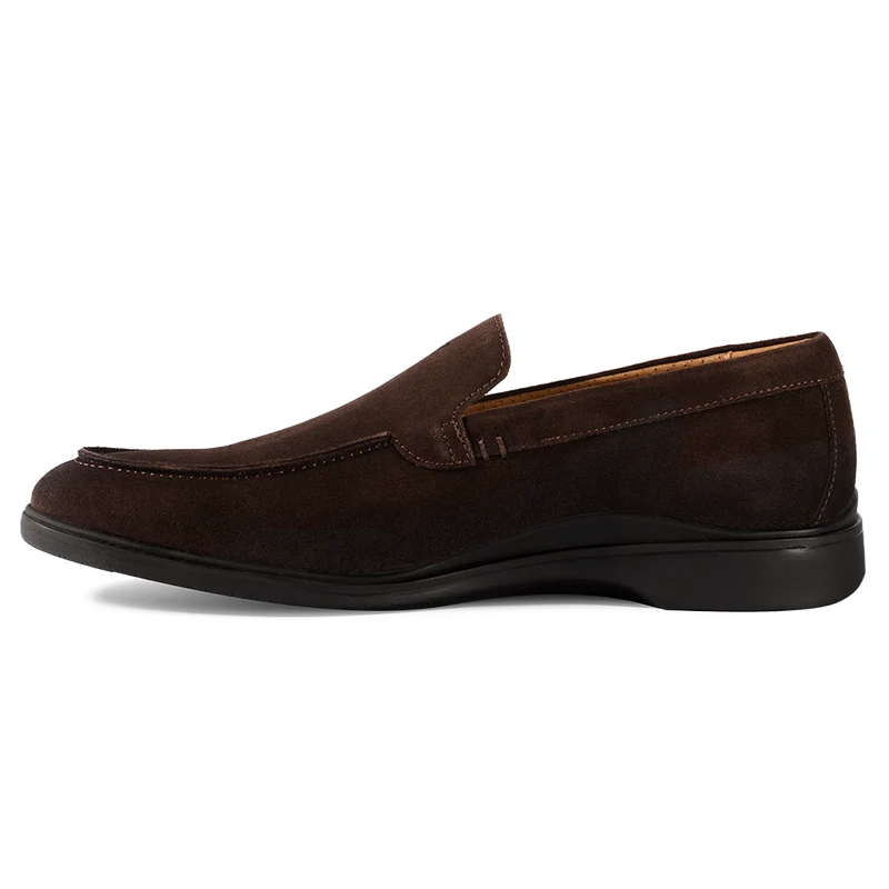 The Loafer by Amberjack in Walnut brown suede - Medial View
