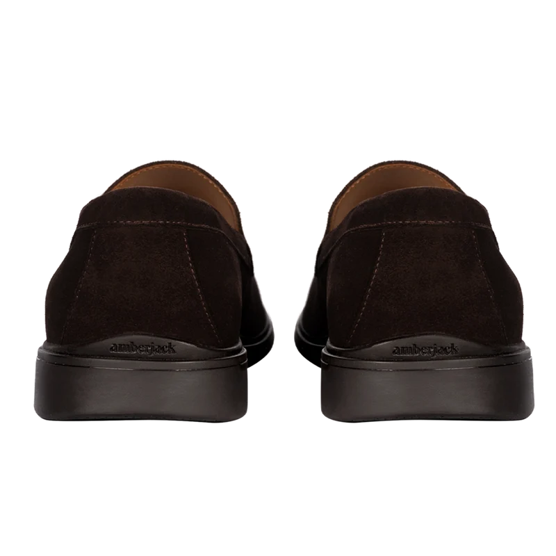 The Loafer by Amberjack in Walnut brown suede - Back View