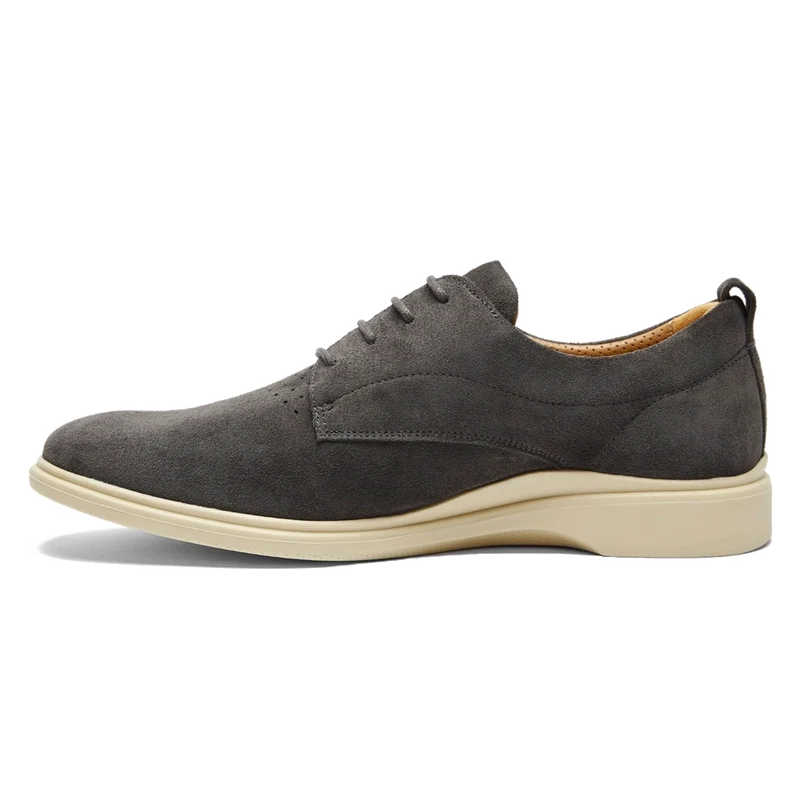 The Original Dress Shoe by Amberjack in Carbon Grey Suede - Medial View