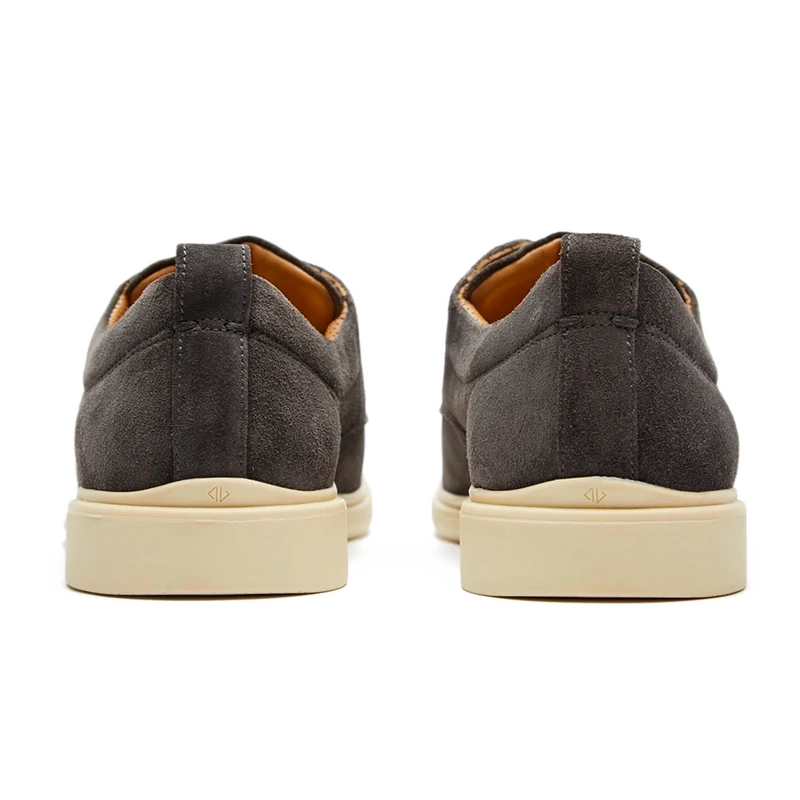 The Original Dress Shoe by Amberjack in Carbon Grey Suede - Back View