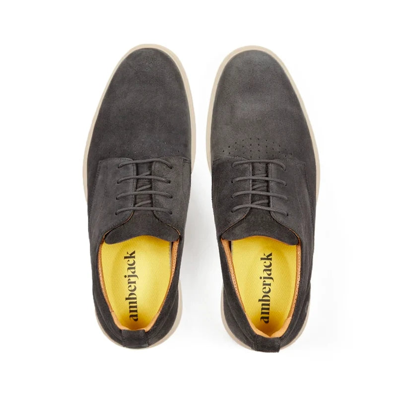 The Original Dress Shoe by Amberjack in Carbon Grey Suede - Top Down View