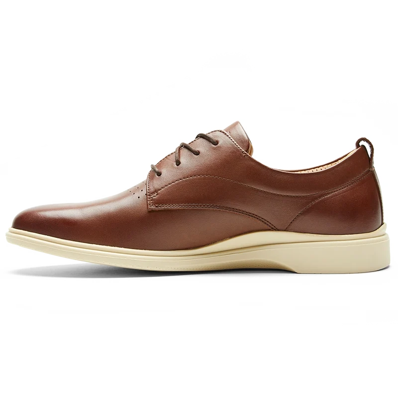 The Original Dress Shoe by Amberjack in Chestnut & Cream Brown Leather - Medial View