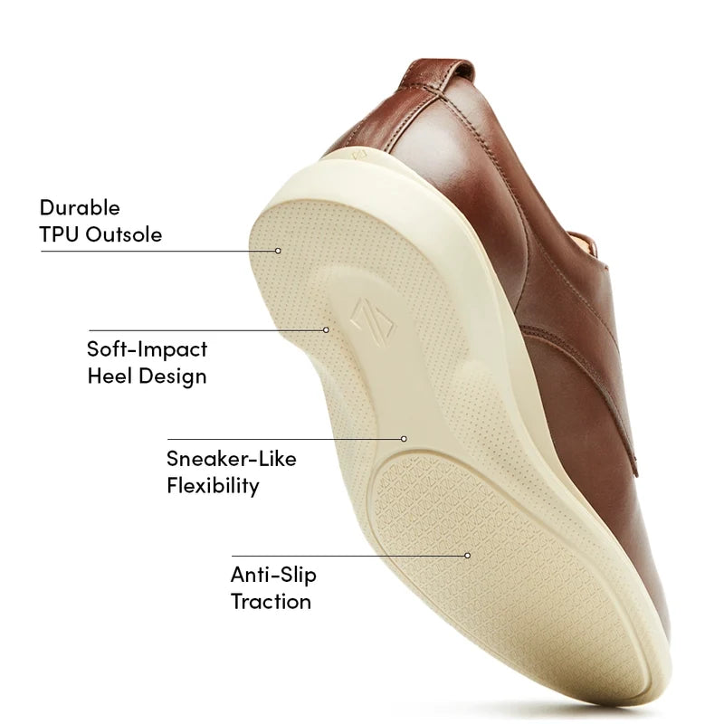 The Original Dress Shoe by Amberjack in Chestnut & Cream Brown Leather - Labeled Outsole