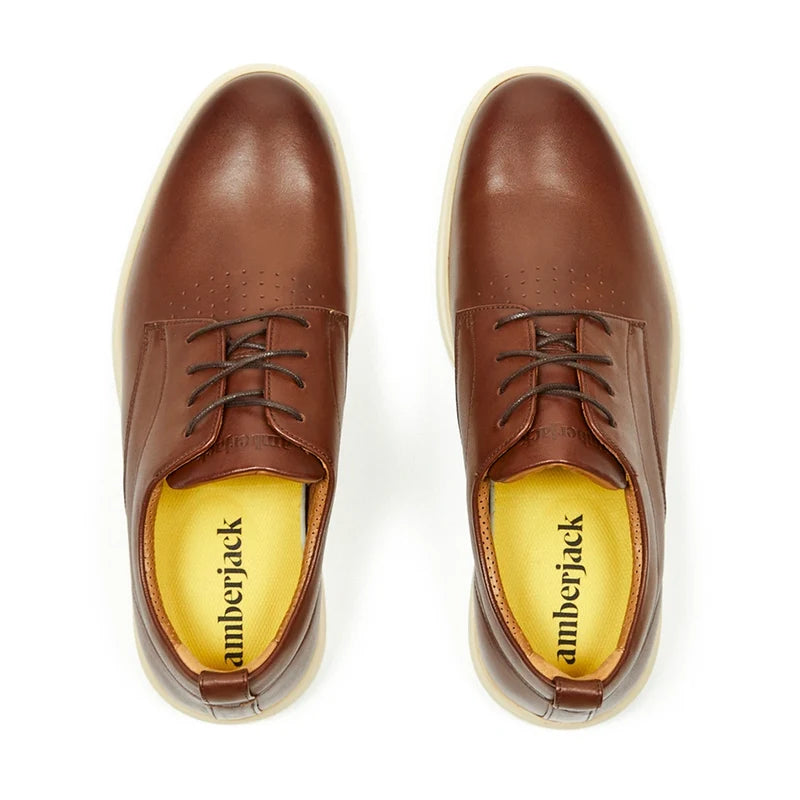 The Original Dress Shoe by Amberjack in Chestnut & Cream Brown Leather - Top Down View