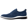The Original Dress Shoe by Amberjack in Cobalt Blue Suede - Medial View