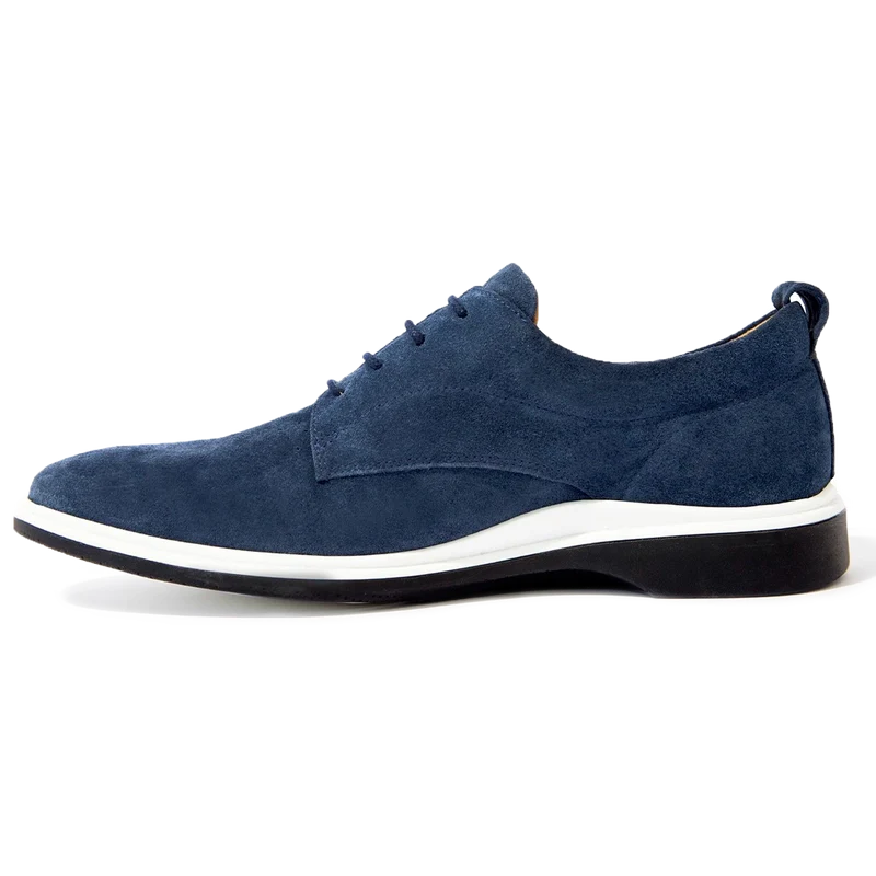 The Original Dress Shoe by Amberjack in Cobalt Blue Suede - Medial View