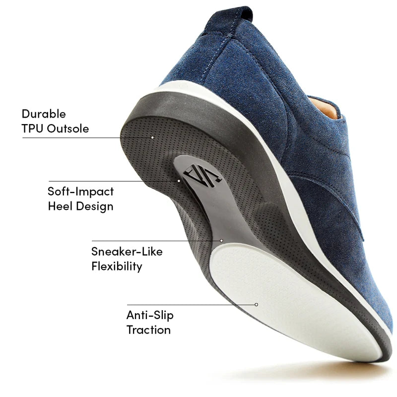 The Original Dress Shoe by Amberjack in Cobalt Blue Suede - Labeled Outsole