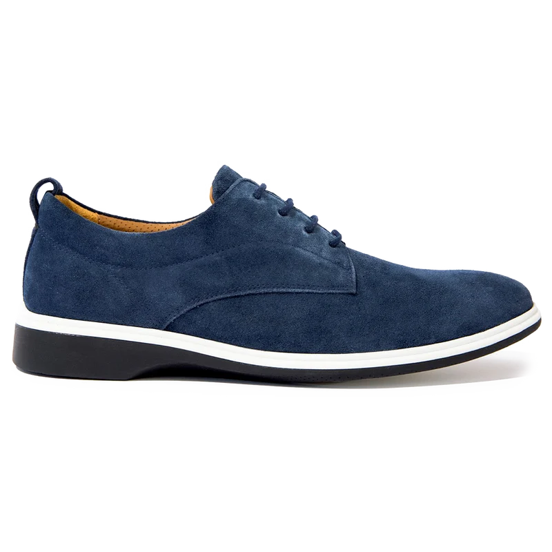 The Original Dress Shoe by Amberjack in Cobalt Blue Suede - Lateral View