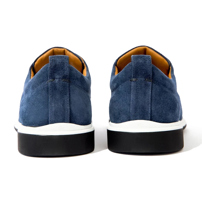 The Original Dress Shoe by Amberjack in Cobalt Blue Suede - Back View