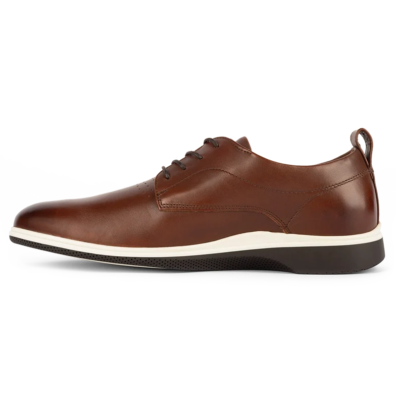 The Original Dress Shoe by Amberjack in Coffee Brown Leather - Medial View