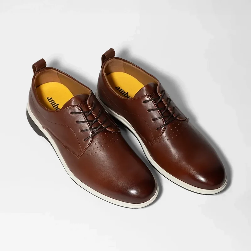The Original Dress Shoe by Amberjack in Coffee Brown Leather - Three Quarter Angle