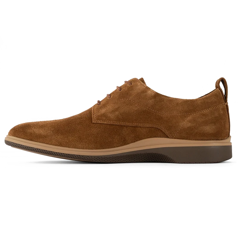 The Original Dress Shoe by Amberjack in Grizzly Brown Suede - Medial View