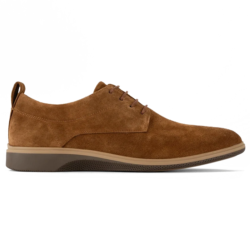The Original Dress Shoe by Amberjack in Grizzly Brown Suede - Lateral View