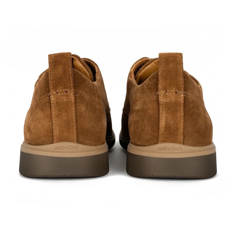 The Original Dress Shoe by Amberjack in Grizzly Brown Suede - Back View