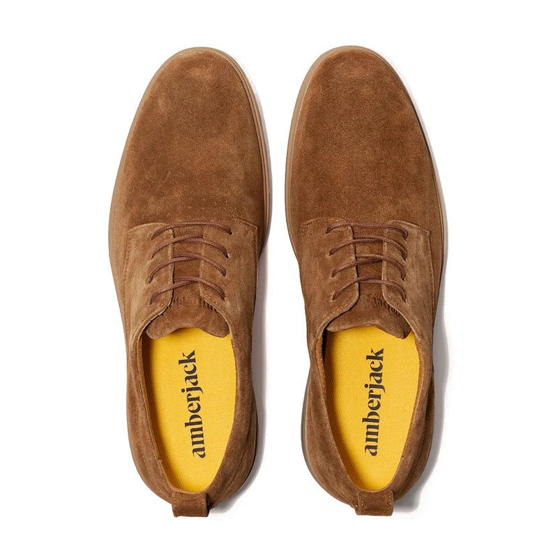 The Original Dress Shoe by Amberjack in Grizzly Brown Suede - Top Down View