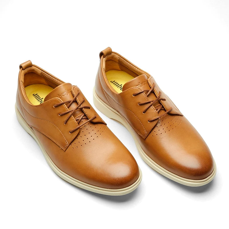 The Original Dress Shoe by Amberjack in Honey & Cream Tan Leather - Three Quarter Angle