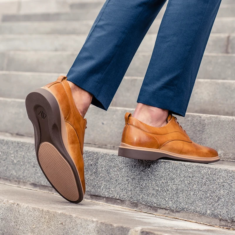 The Original Dress Shoe by Amberjack in Honey Tan - On Model Outsole View