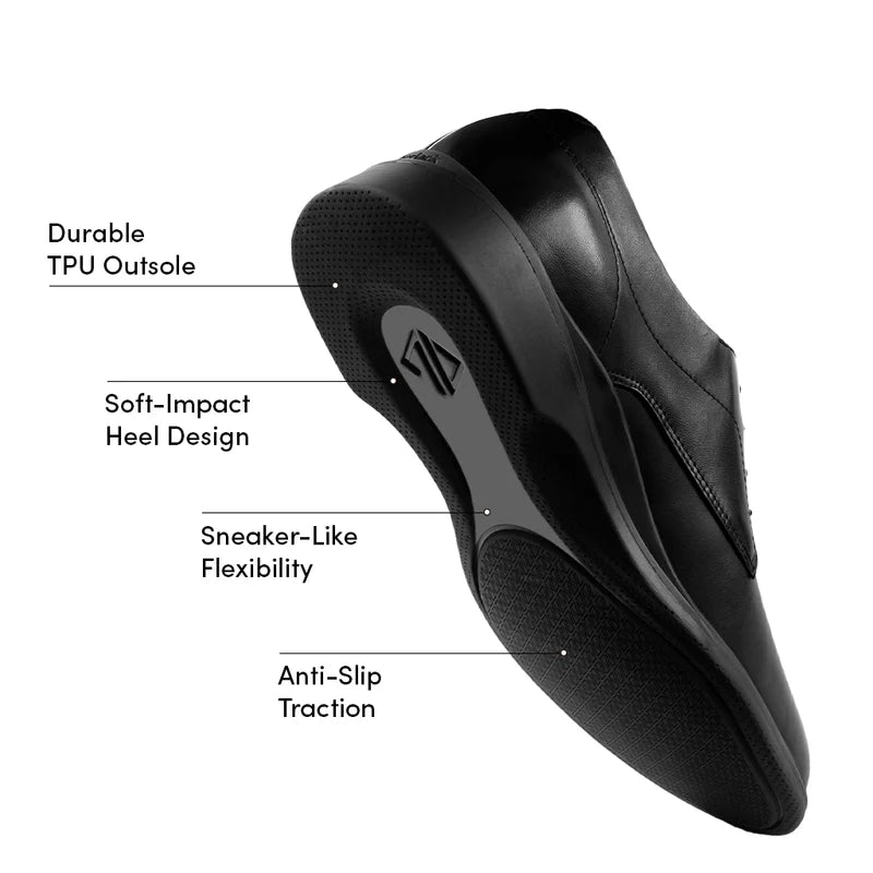 The Original Classic Dress Shoe by Amberjack in Obsidian Black Leather - Labeled Outsole