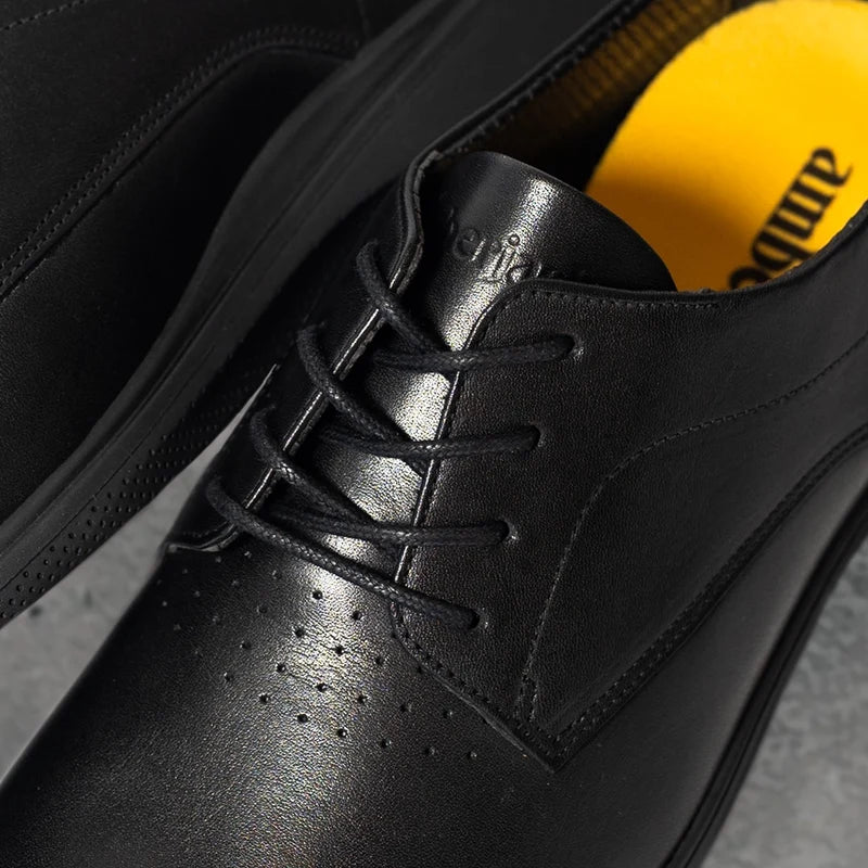 Detail photo of The Original Obsidian black leather and laces
