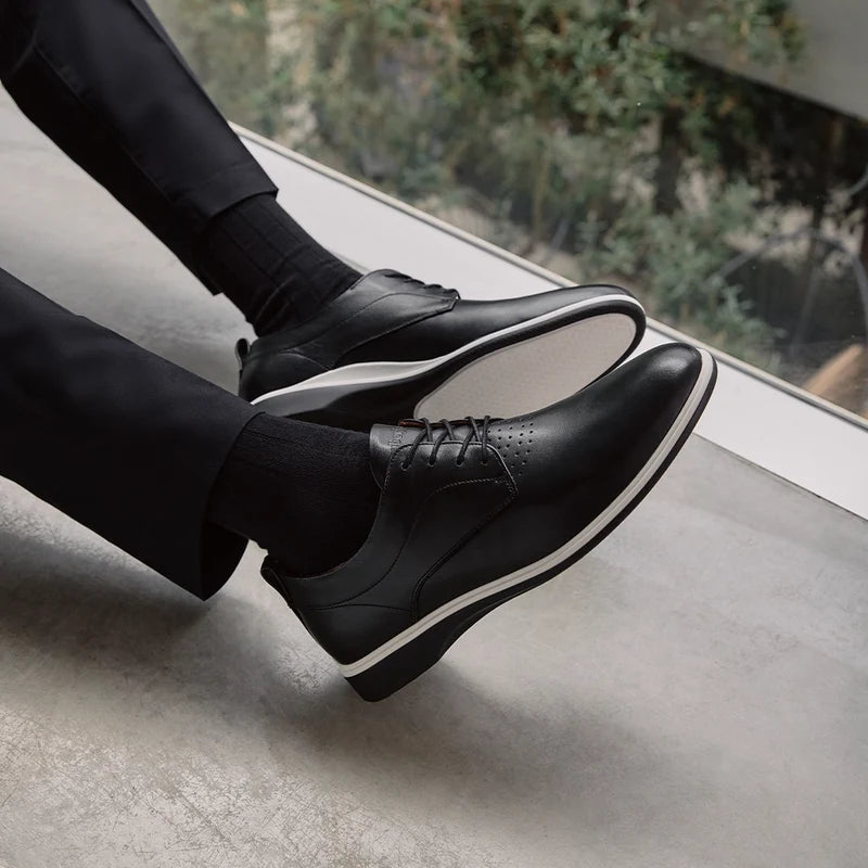 model wearing The Original Onyx with black socks and dress pants