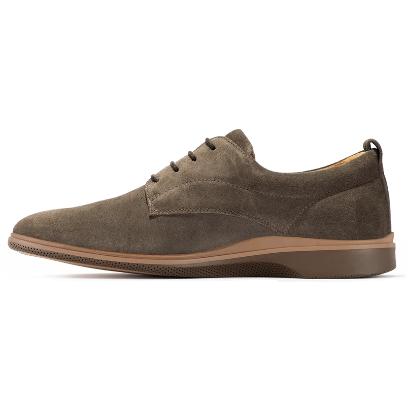 The Original Dress Shoe by Amberjack in Slate Grey Suede - Medial View