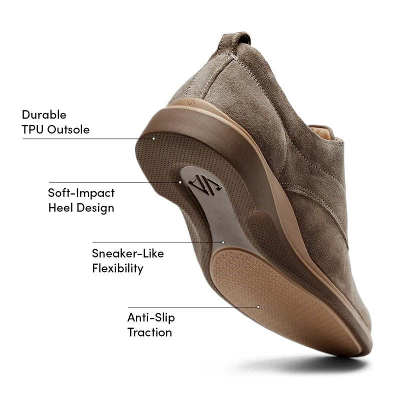 The Original Dress Shoe by Amberjack in Slate Grey Suede - Labeled Outsole