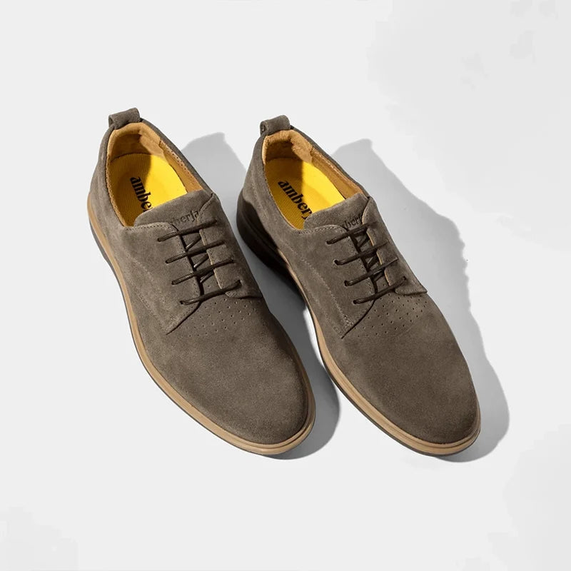 The Original Dress Shoe by Amberjack in Slate Grey Suede - Three Quarter Angle View