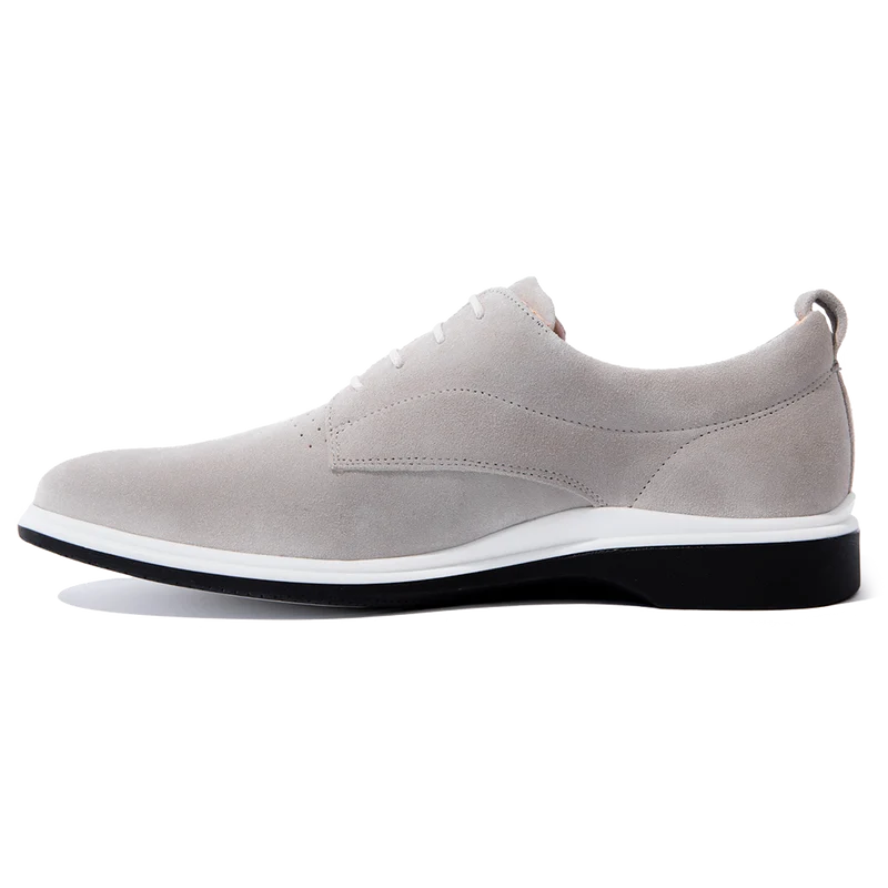 The Original Dress Shoe by Amberjack in Stone Grey Suede - Medial View