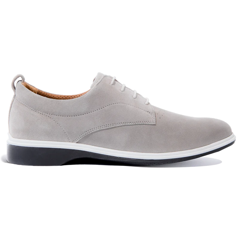 The Original Dress Shoe by Amberjack in Stone Grey Suede - Lateral View