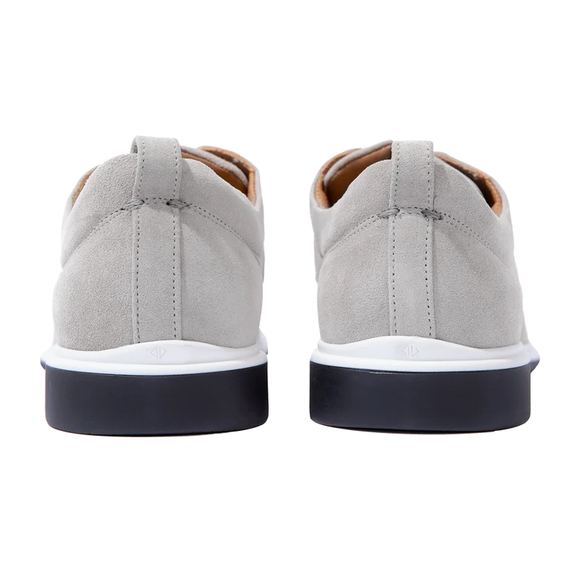 The Original Dress Shoe by Amberjack in Stone Grey Suede - Back View