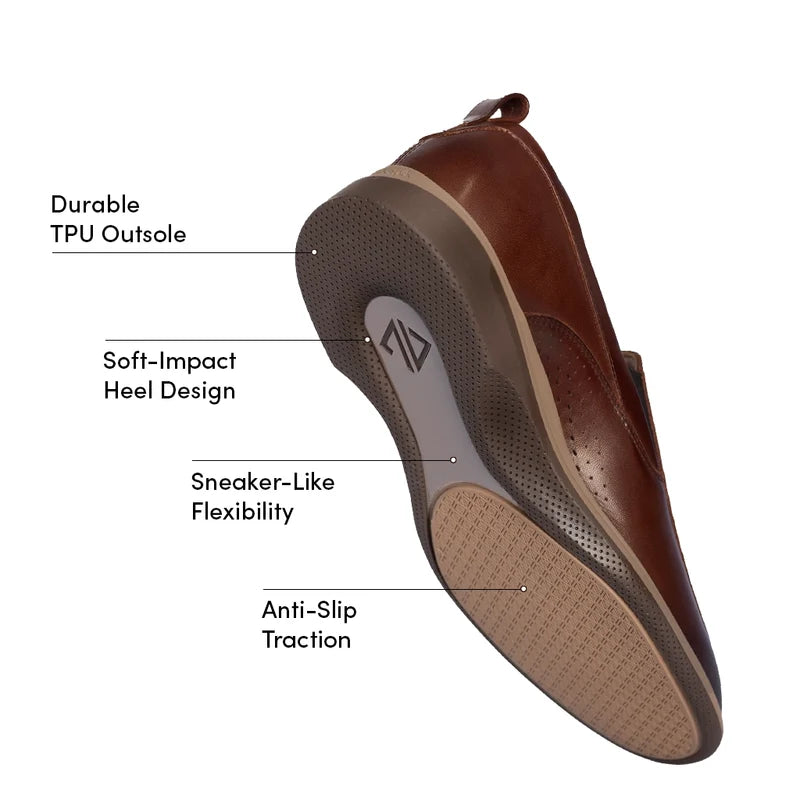 The Slip-On in Chestnut Brown by Amberjack - Labeled Outsole