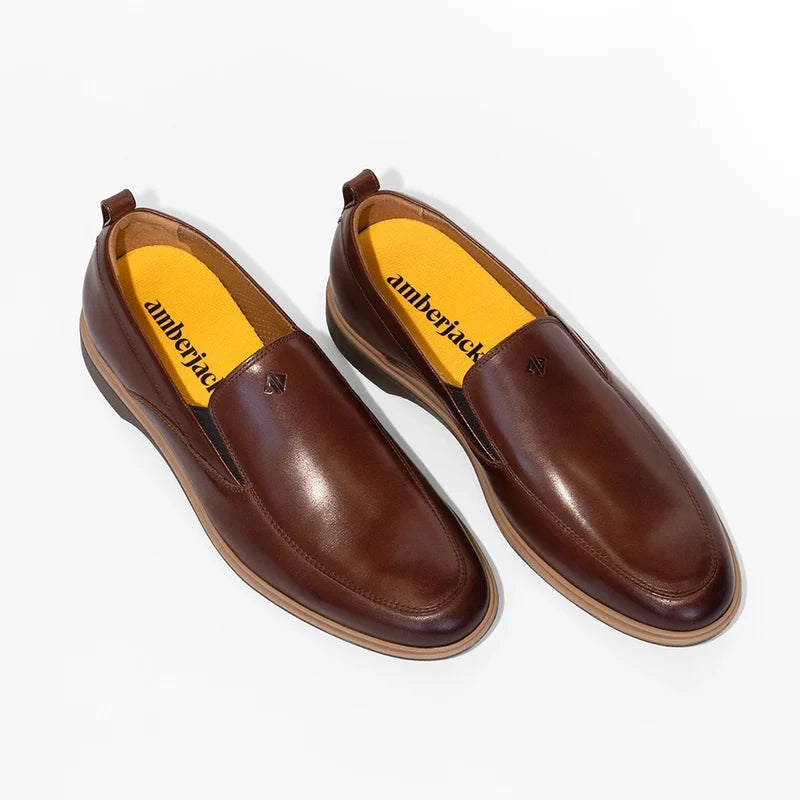 The Slip-On in Chestnut Brown by Amberjack - Three Quarter Angle
