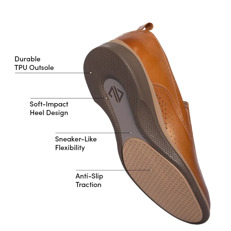 The Slip-On in Honey by Amberjack - Labeled Outsole