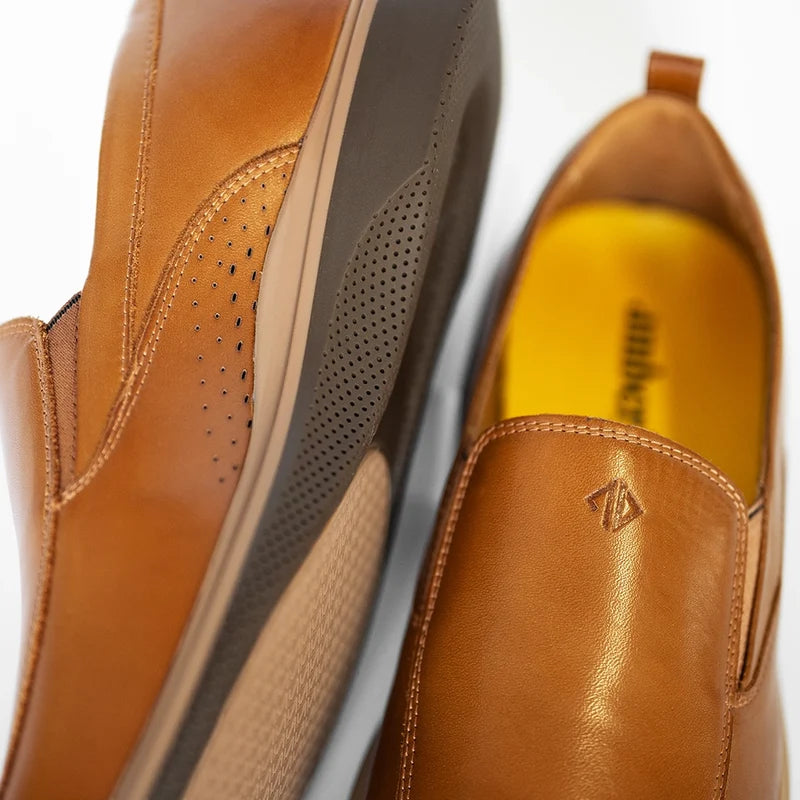The Slip-On by Amberjack in Honey - Leather detail image