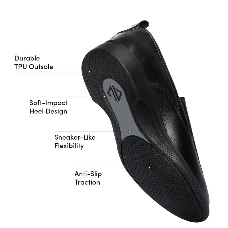 The Slip-On in Obsidian Black by Amberjack - Labeled Outsole