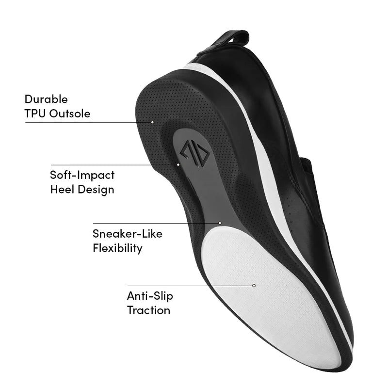 The Slip-On in Onyx Black by Amberjack - Labeled Outsole