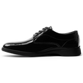 The Tux Dress Shoe by Amberjack in Obsidian Black Patent Leather - Medial View
