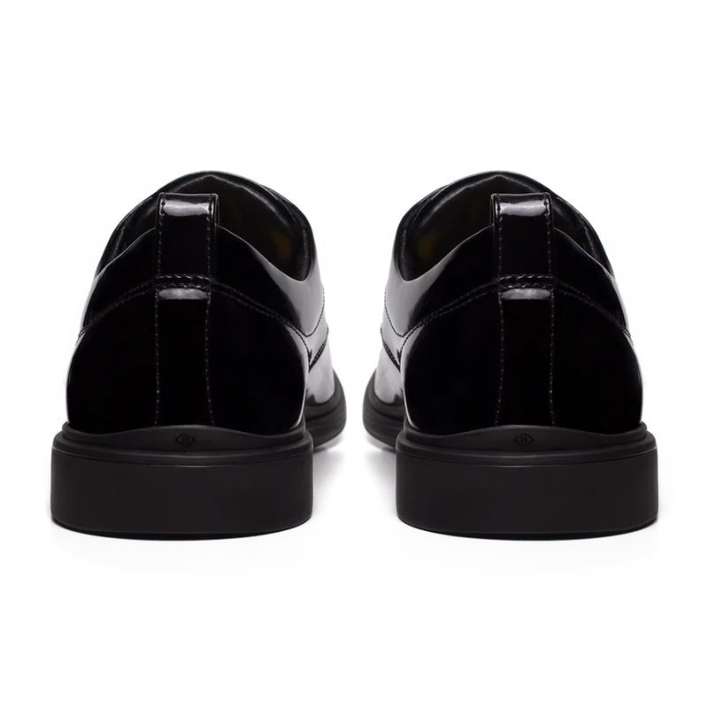 The Tux Dress Shoe by Amberjack in Obsidian Black Patent Leather - Back View