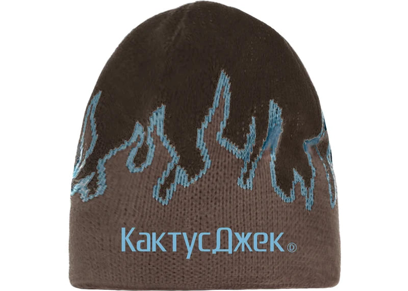 Travis Scott CJ Flame Logo Beanie Black/Grey