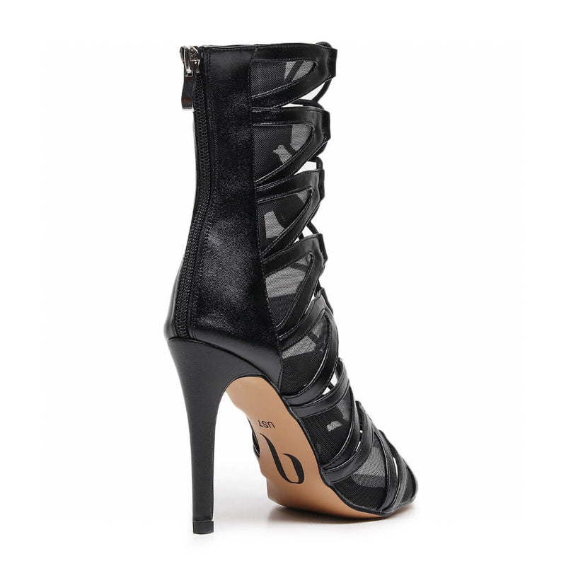 Vikky - Black Vegan Leather - Suede Sole - Dance Floor Only