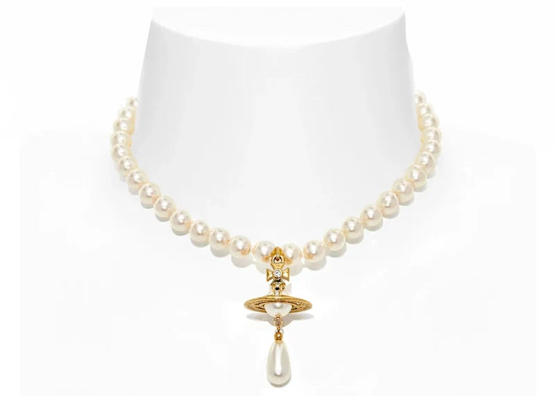 Vivienne Westwood Choker One Row Pearl Drop Gold