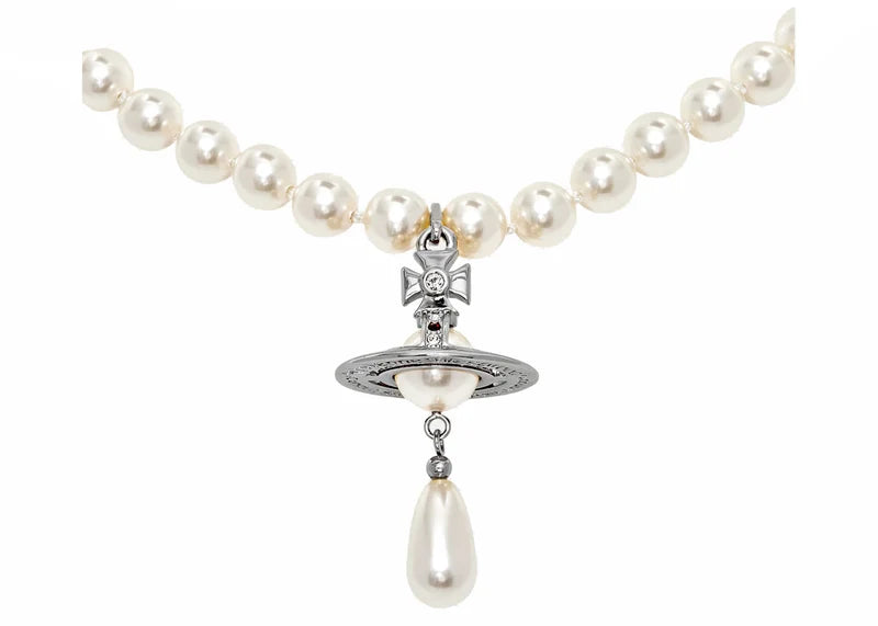Vivienne Westwood Choker One Row Pearl Drop Silver