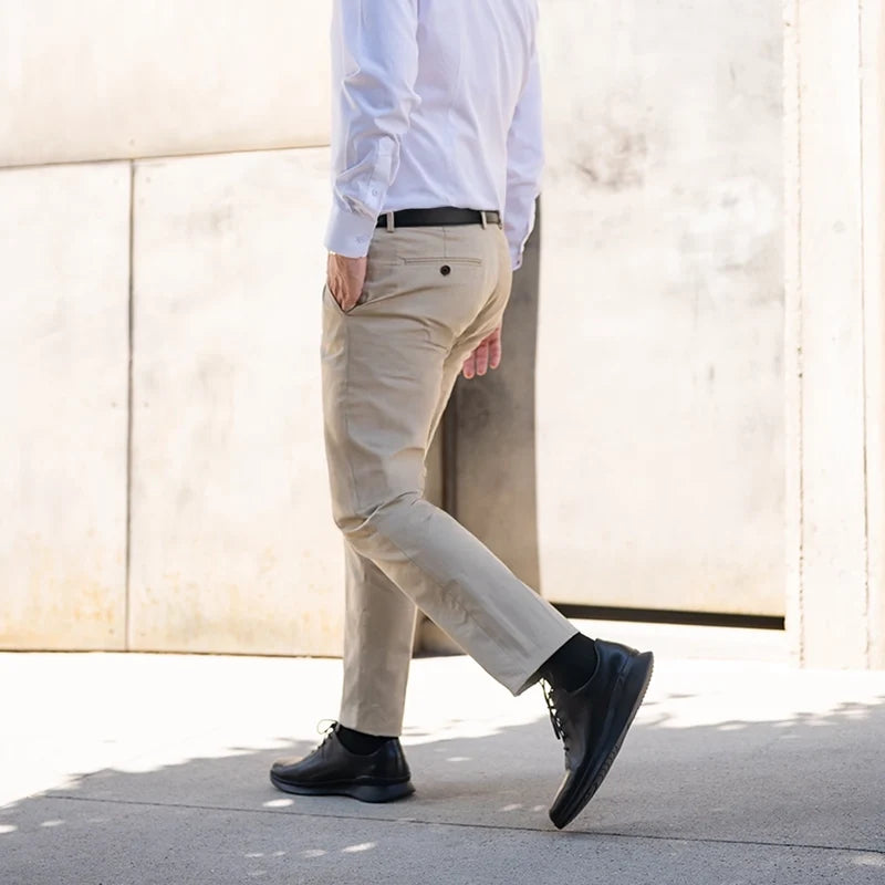 Whole Cut Hybrid Obsidian with khaki pants and white shirt